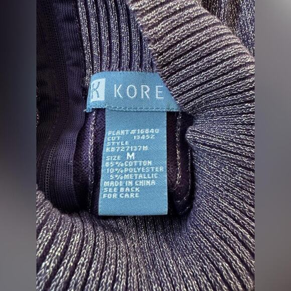 Vintage '00s Koret Purple Metallic Ribbed Short Sleeve Turtleneck Sweater - Picture 5 of 6